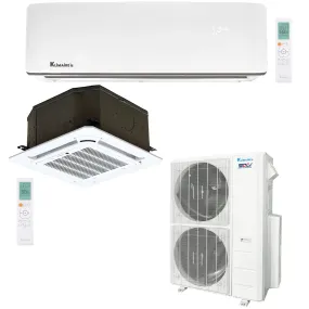 2-Zone Klimaire 21.1 SEER2 Multi Split Ceiling Cassette Wall Mount Air Conditioner Heat Pump System 18 24