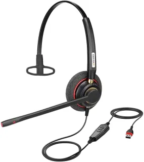 Arama Mono USB Headset with Microphone Noise Cancelling & Audio Controls