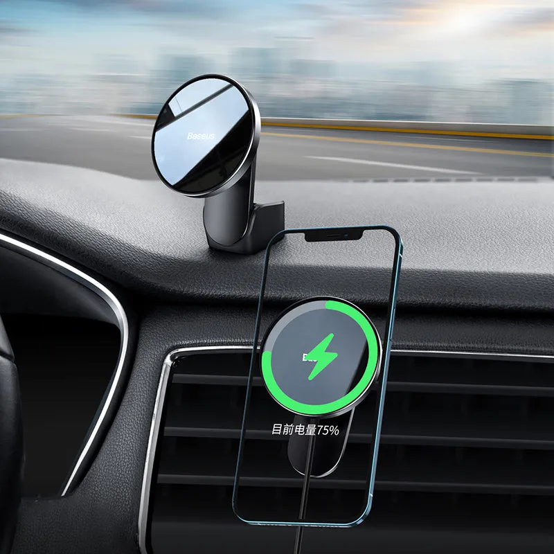 Baseus Magnetic Car Mount Wireless Charger Holder MagSafe Compatible For IPhone Black (WXJN-01)