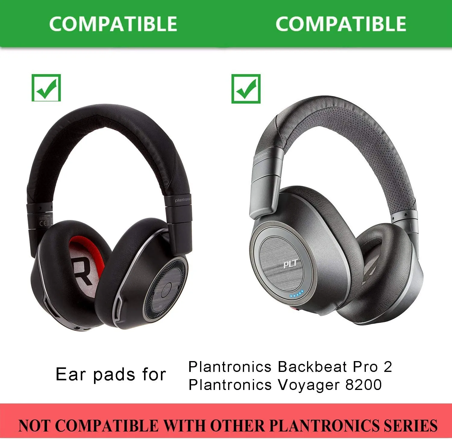 CentralSound Replacement Ear Cushions Pads for Plantronics BackBeat Pro 2 and Voyager 8200 UC Headphones