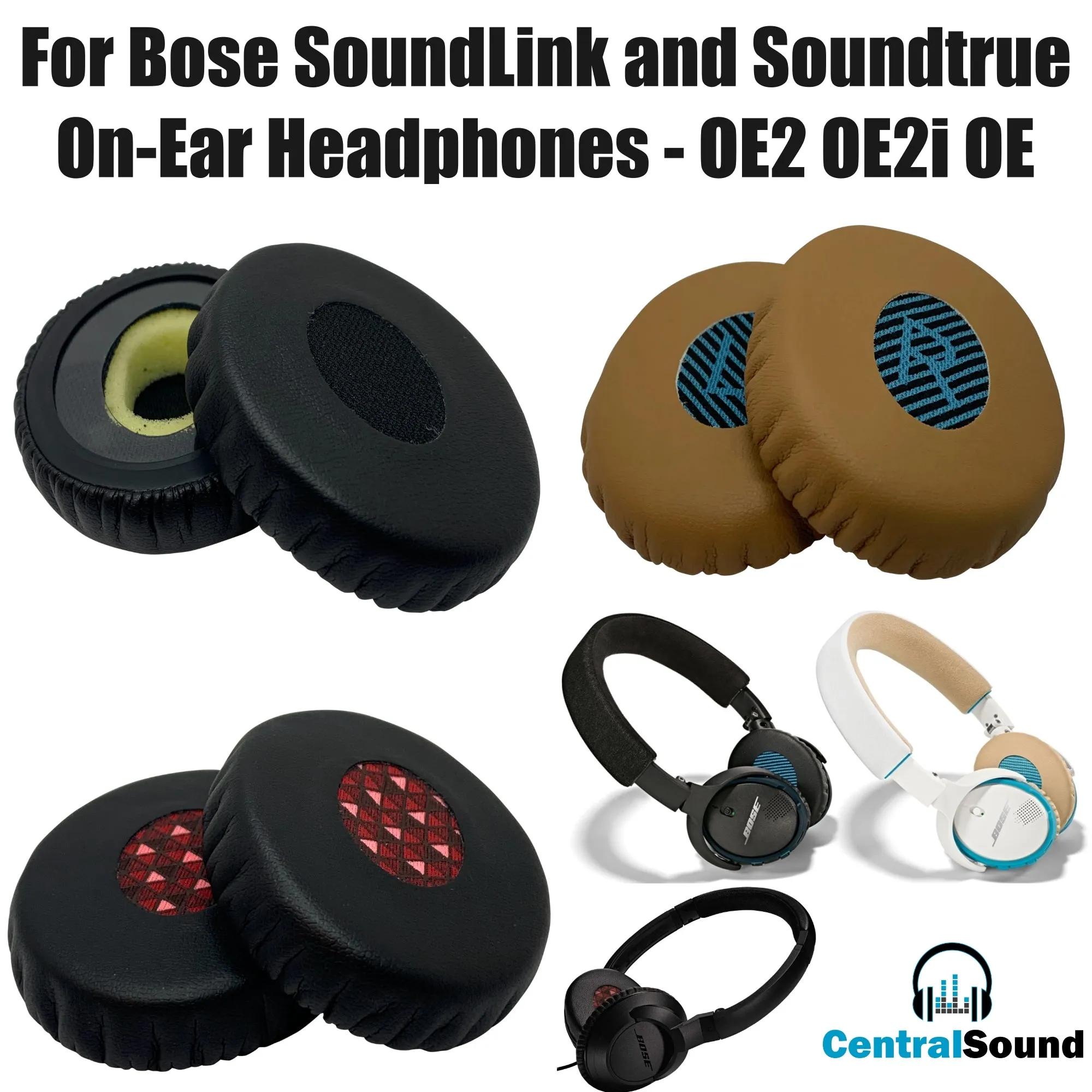 CentralSound Replacement Memory Foam Ear Pad Cushions for Bose SoundTrue and SoundLink On-Ear OE OE2 OE2i Headphones