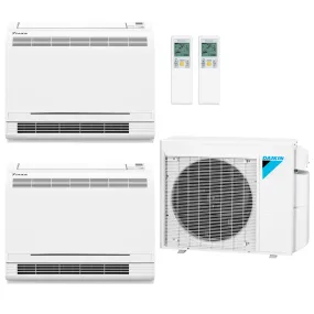 Daikin 2-Zone Floor Standing Hyper Heat Ductless Mini-Split 18000 BTU Heat Pump Air Conditioner 9k   12k - 16 SEER2