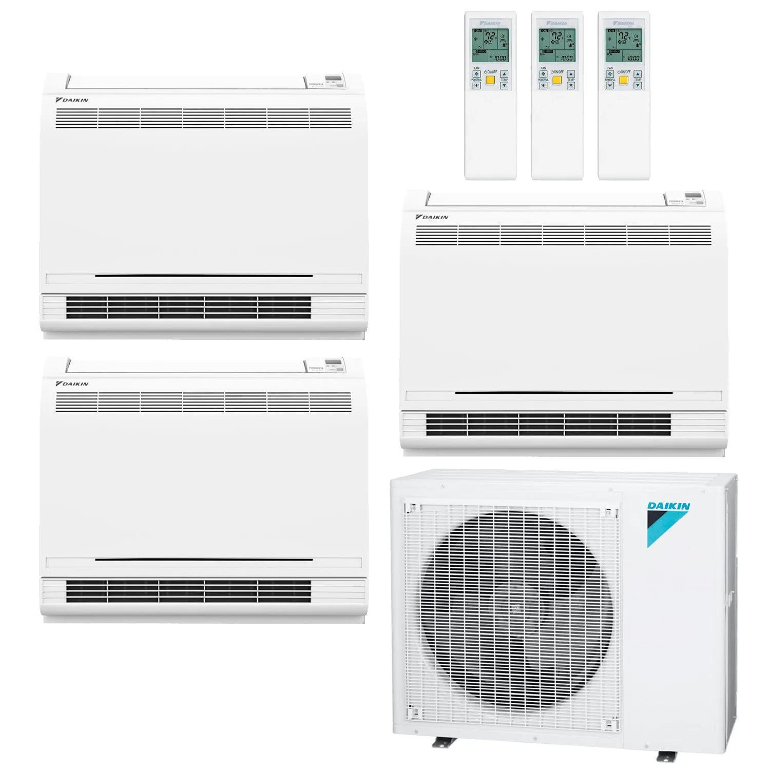 Daikin 3-Zone Floor Standing Ductless Mini-Split 48000 BTU Heat Pump Air Conditioner 15k   18k   18k - 20.6 SEER2