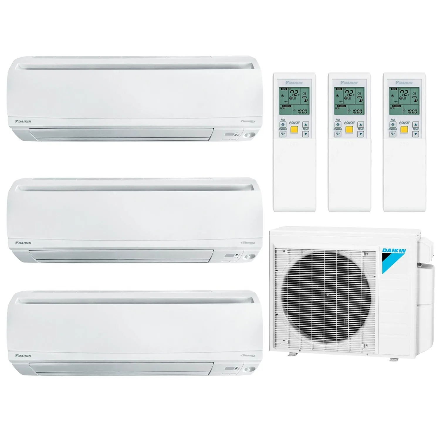 Daikin 3-Zone Wall Mounted Ductless Hyper Heat Mini-Split 24000 BTU Heat Pump Air Conditioner 7k   12k   18k - 18 SEER2