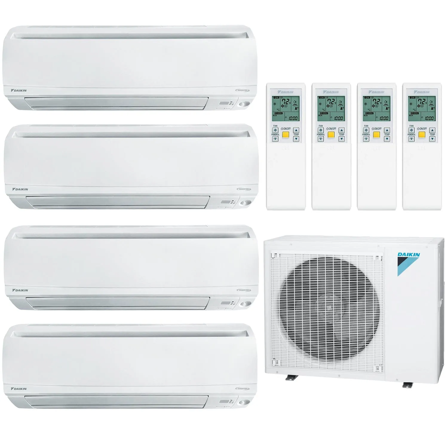 Daikin 4-Zone Wall Mounted Ductless Mini-Split 48000 BTU Heat Pump Air Conditioner 9k   9k   9k   24k - 20.6 SEER2