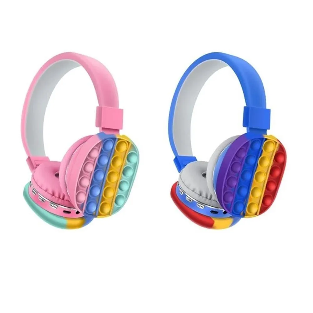 Head-Mounted Foldable Children Cute Rainbow Bluetooth Stereo Headset