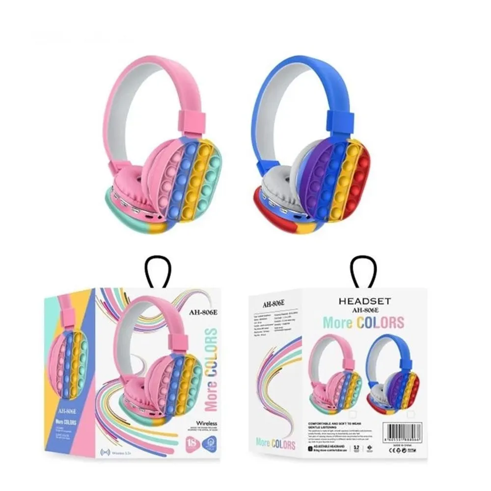 Head-Mounted Foldable Children Cute Rainbow Bluetooth Stereo Headset