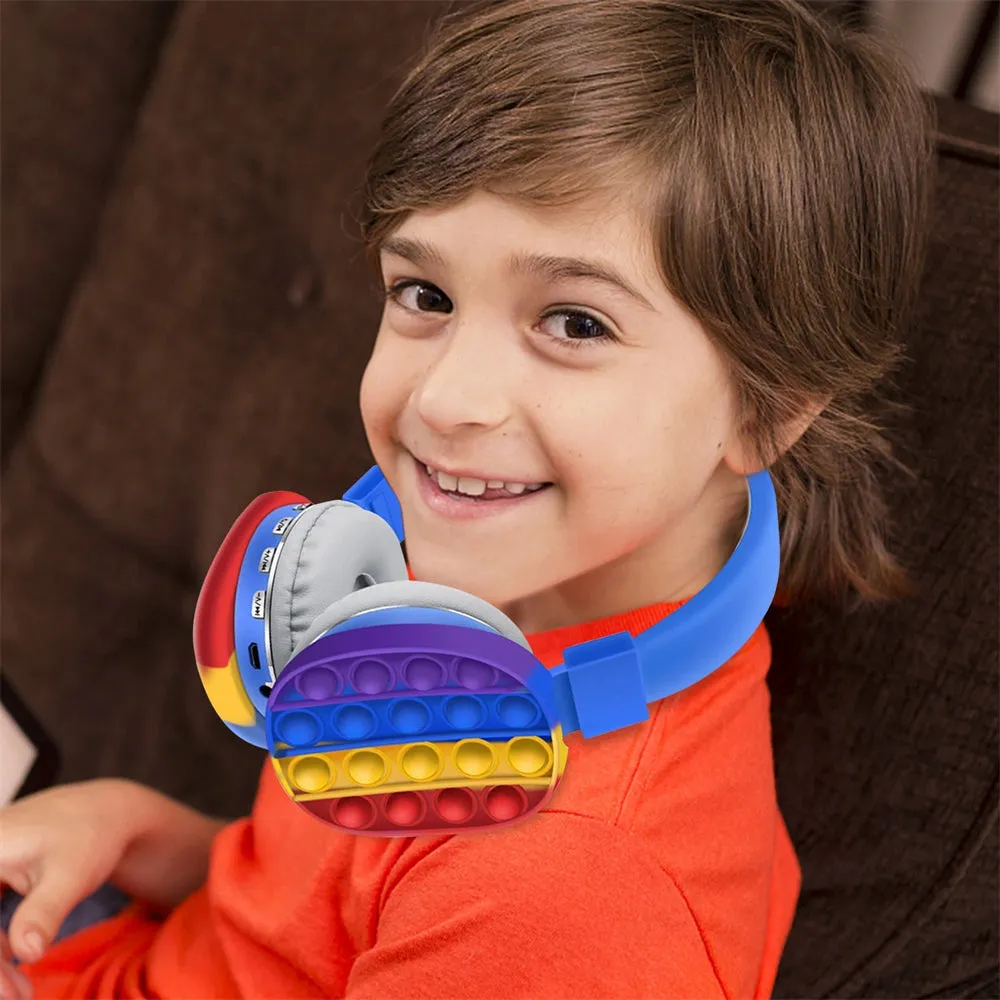 Head-Mounted Foldable Children Cute Rainbow Bluetooth Stereo Headset