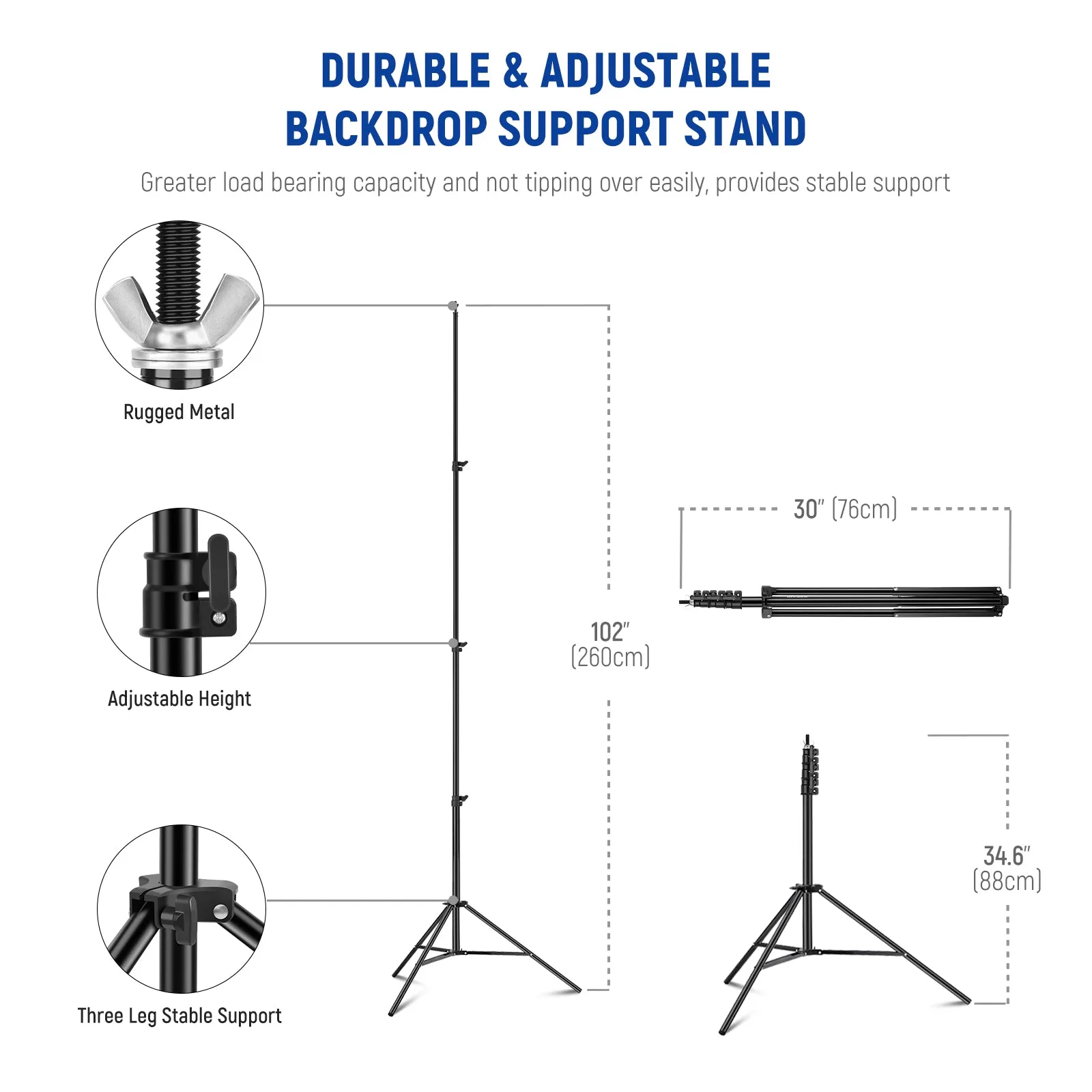 NEEWER 2.6x3m Adjustable Backdrop Stand Kit