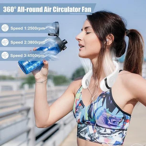 Personal Neck Fan, Rechargeable Hands-Free Bladeless Portable Mini Fans,3 Speeds 48 Air Outlet, Free Adjustment Personal Cooling Fan, Wearable Neck Fan Suitable for Traveling, Sports, Office, J04