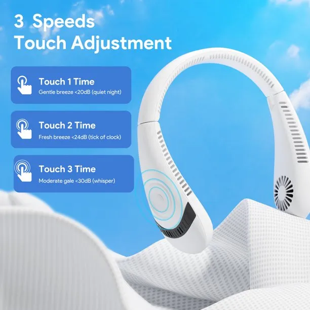 Personal Neck Fan, Rechargeable Hands-Free Bladeless Portable Mini Fans,3 Speeds 48 Air Outlet, Free Adjustment Personal Cooling Fan, Wearable Neck Fan Suitable for Traveling, Sports, Office, J04