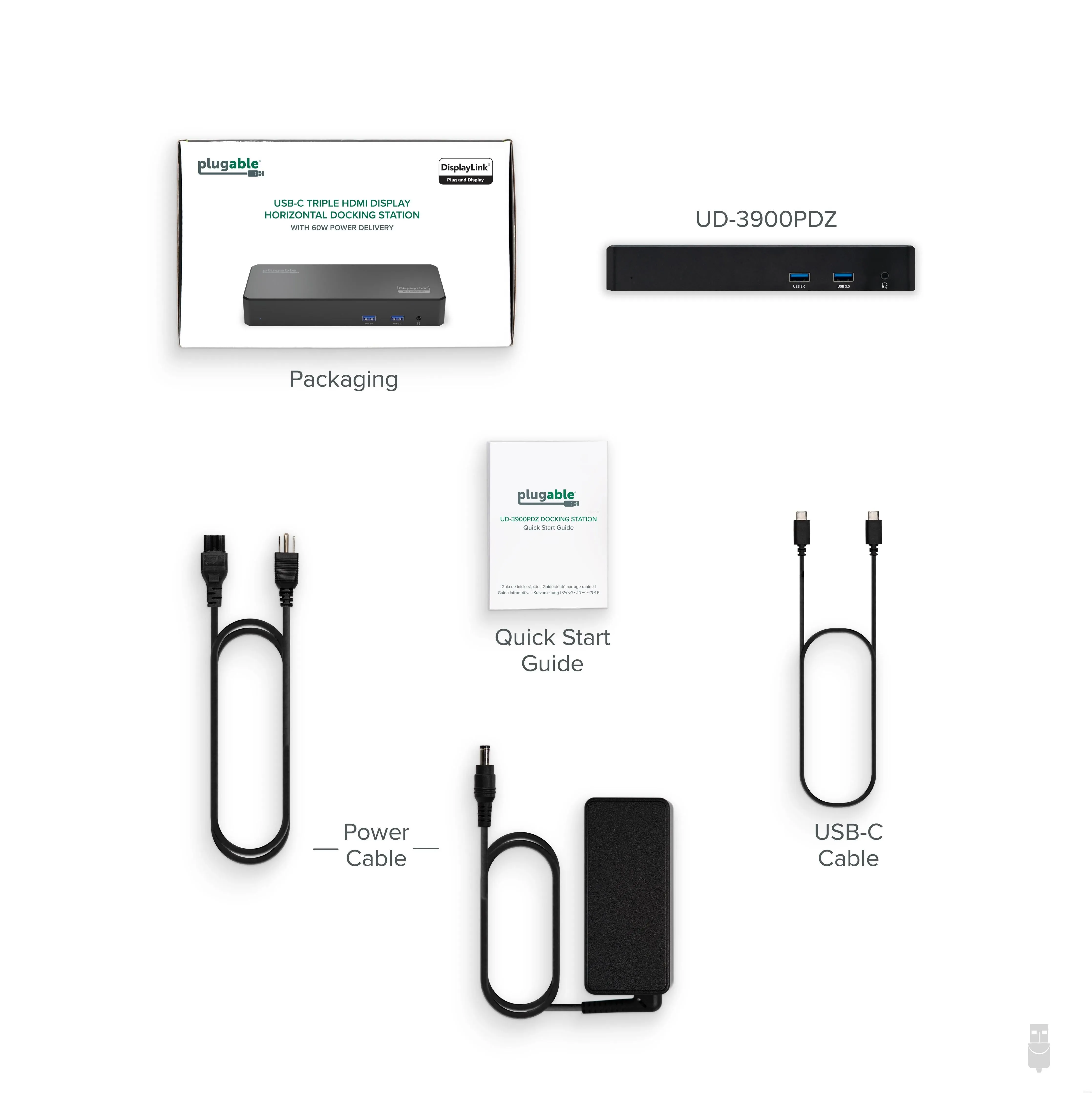 Plugable USB-C Triple Monitor Docking Station, 60W Laptop Charging