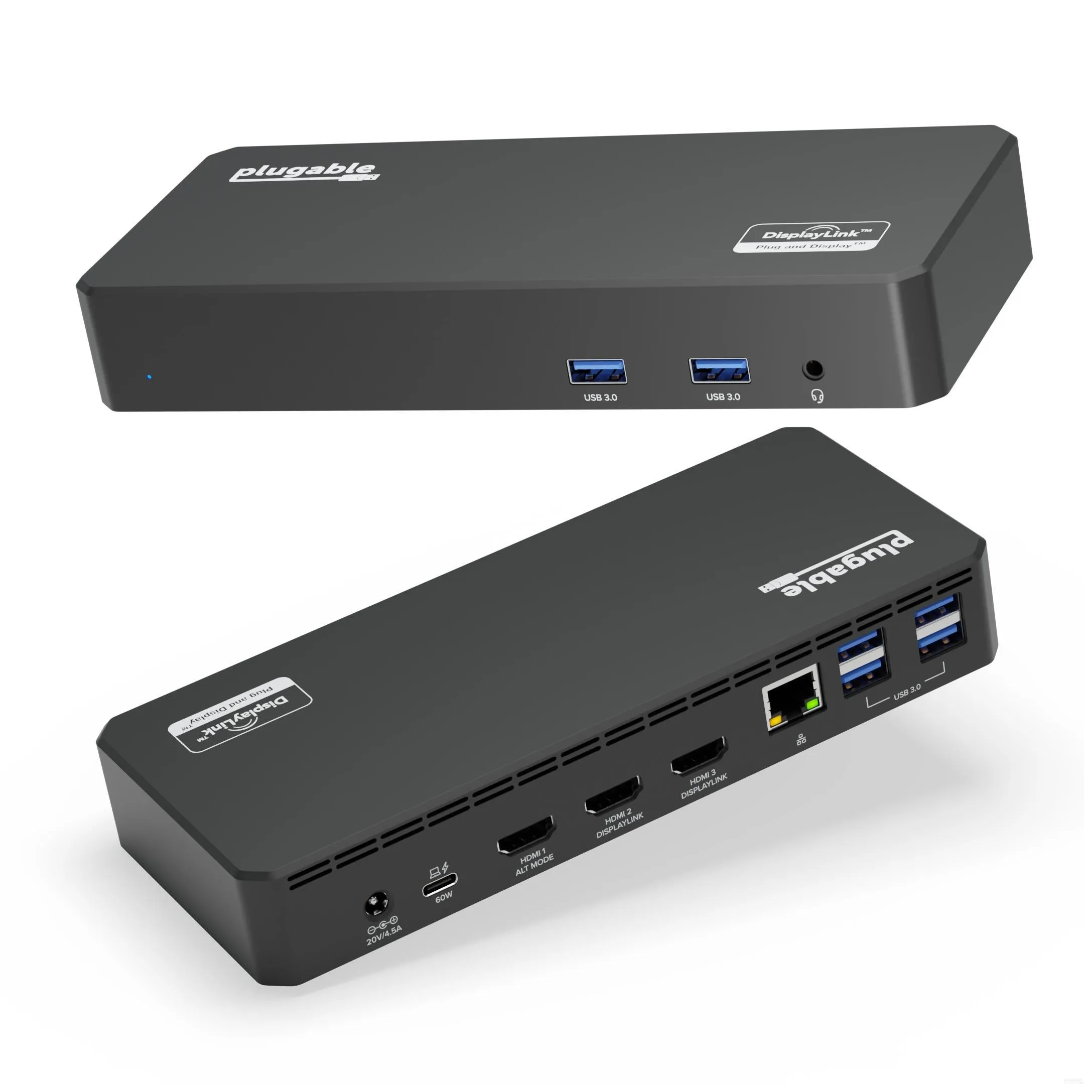 Plugable USB-C Triple Monitor Docking Station, 60W Laptop Charging