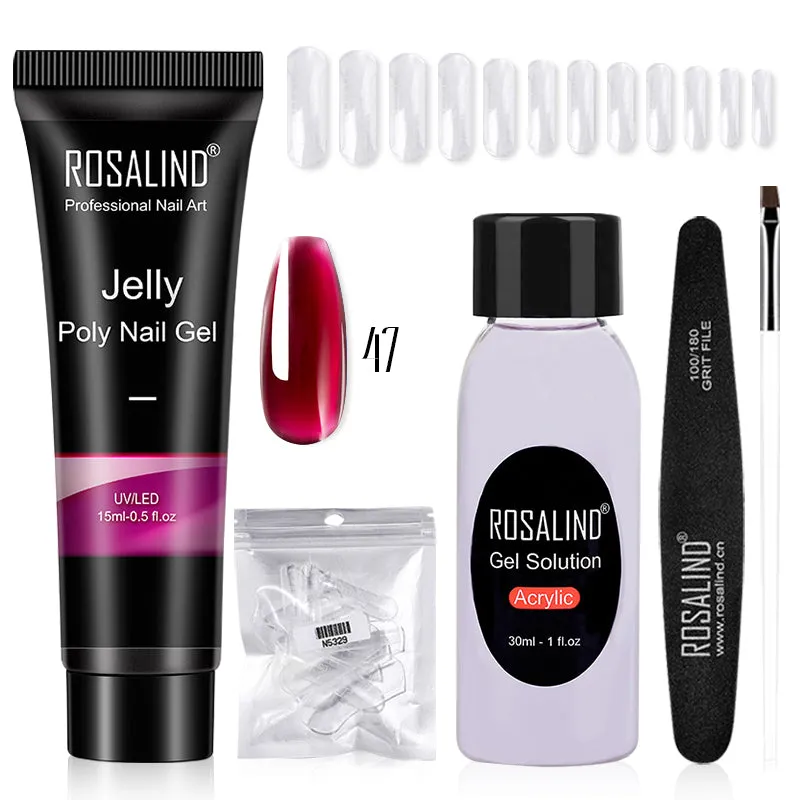 ROSALIND Poly Nail Gel Kit 15ml Nail Extension  Full Manicure Poly UV Gel Set For Nails Tool Kit