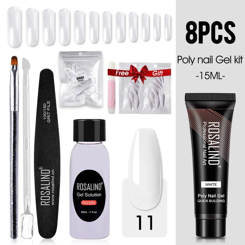 ROSALIND Poly Nail Gel Kit 15ml Nail Extension Full Manicure Poly UV Gel Set For Nails Tool Kit