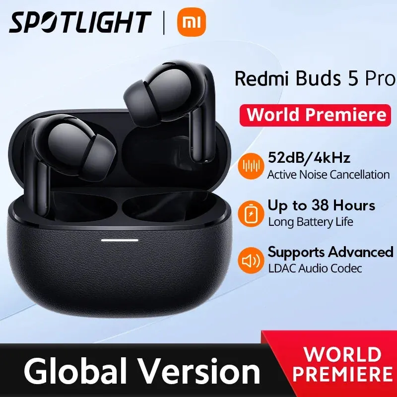 [World Premiere] Global Version Xiaomi Redmi Buds 5 Pro Up to 52dB Active Noise Cancellation 38 Hours Long Battery